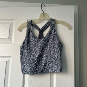 Kyodan Gray Cheetah Print Athletic Tank Top with Built in Sports Bra